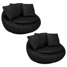 Kit 2 Poltronas Decorativas Giratória Sala de Estar Afrodite PU Preto G45 - Gran Belo Kit 2 Poltronas Decorativas Giratória Sala de Estar Afrodite PU Preto G45 - Gran Belo