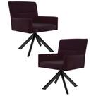 Kit 2 Poltronas Decorativas Giratórias Base Eiffel Preto Angel B-292 Veludo Uva - Domi