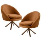 Kit 2 Poltronas Decorativas Giratórias Base Giromad Madeira Rafa B-262 Veludo Telha - Domi