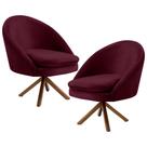Kit 2 Poltronas Decorativas Giratórias Base Giromad Madeira Rafa B-278 Veludo Marsala - Domi