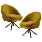 Kit 2 Poltronas Decorativas Giratórias Base Giromad Madeira Rafa B-279 Veludo Mostarda - Domi
