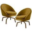 Kit 2 Poltronas Decorativas Giratórias Base Ka Madeira Rafa B-279 Veludo Mostarda - Domi