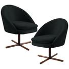 Kit 2 Poltronas Decorativas Giratórias Base Xis Madeira Rafa B-300 Veludo Preto - Domi