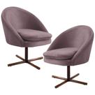 Kit 2 Poltronas Decorativas Giratórias Base Xis Madeira Rafa B-305 Veludo Rosê - Domi