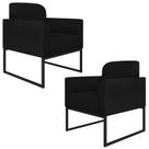 Kit 2 Poltronas Decorativas Isabella Base Industrial Suede Preto G19 Kit 2 Poltronas Decorativas Isabella Base Industrial Suede Preto G19
