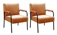 Kit 2 Poltronas Decorativas Jade Braços Fixo Laranja Terracota