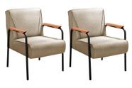 Kit 2 Poltronas Decorativas Jade Braços Fixo Marrom