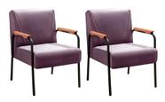 Kit 2 Poltronas Decorativas Jade Braços Fixo Roxo
