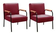 Kit 2 Poltronas Decorativas Jade Braços Fixo Vermelho Bordô