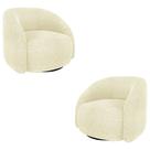 Kit 2 Poltronas Decorativas Jenny Base Giratória em Metal Preto Bouclê Off White G45 - Gran Belo