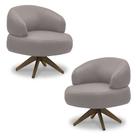 Kit 2 Poltronas Decorativas Katy Sala de Estar Base Giratória em Madeira Couro Avelã G88 - Gran Belo Kit 2 Poltronas Decorativas Katy Sala de Estar Base Giratória em Madeira Couro Avelã G88 - Gran Belo