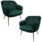 Kit 2 Poltronas Decorativas Kitana Pés Champagne Palito Veludo Verde G15 - Gran Belo