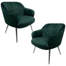 Kit 2 Poltronas Decorativas Kitana Pés Polido Palito Veludo Verde G15 - Gran Belo