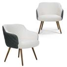 Kit 2 Poltronas Decorativas Linho Bruma Sintético Concreto Matelassê Pé Palito Alya- Larbelle