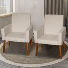Kit 2 Poltronas Decorativas Mel Material Sintético Bege SKY MOBILE