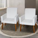 Kit 2 Poltronas Decorativas Mel Material Sintético Branco Dal Poz Estofados