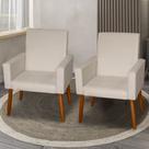 Kit 2 Poltronas Decorativas Mel Suede Bege Dal Poz Estofados