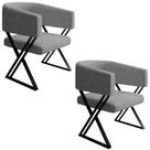 Kit 2 Poltronas Decorativas Mirela Pes Metal Linho VConcept