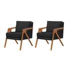 Kit 2 Poltronas Decorativas Mona Onix Madeira Maciça Veludo Preto Web Holz