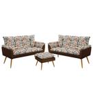 Kit 2 Poltronas Decorativas Namoradeira Opala com Puff Lunar Sued Estampado Laranja com Marrom Aradecor Kit 2 Poltronas Decorativas Namoradeira Opala com Puff Lunar Sued Estampado Laranja com Marrom Aradecor
