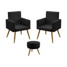 Kit 2 Poltronas Decorativas Nina e Puff Solar Sued Preto Aradecor Kit 2 Poltronas Decorativas Nina e Puff Solar Sued Preto Aradecor