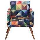 Kit 2 Poltronas Decorativas Nina Triângulos Colorido Rodapé Pé Madeira-Maitê Moda Casa