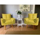 Kit 2 Poltronas Decorativas Opala Lolla Luxo para Sala Suede Amarelo - Bela Móveis