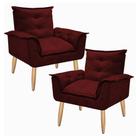 Kit 2 Poltronas Decorativas Opala Lolla Luxo para Sala Suede Marsala - Bela Móveis