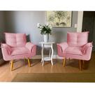 Kit 2 Poltronas Decorativas Opala Lolla Luxo para Sala Suede Rosê Bela Móveis
