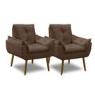 Kit 2 Poltronas Decorativas Opala Luxo para Recepção e Sala de Estar Marrom