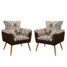 Kit 2 Poltronas Decorativas Opala Sued Estampado Laranja com Marrom Aradecor Kit 2 Poltronas Decorativas Opala Sued Estampado Laranja com Marrom Aradecor