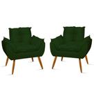 Kit 2 Poltronas Decorativas Opala Suede Verde Balaqui Decor