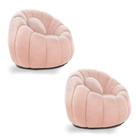 Kit 2 Poltronas Decorativas Orgânica Cloud Bouclê E03 Tecido Bouclê Rosa D'Rossi