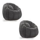 Kit 2 Poltronas Decorativas Orgânica Cloud E03 Bouclê Cinza D'Rossi
