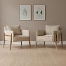 Kit 2 Poltronas Decorativas Orion em Madeira Maciça Bege