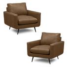 Kit 2 Poltronas Decorativas Paloma Sala de Estar Pés em Aço Couro Marrom Claro Manchado G88 - Gran Belo Kit 2 Poltronas Decorativas Paloma Sala de Estar Pés em Aço Couro Marrom Claro Manchado G88 - Gran Belo