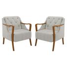 Kit 2 Poltronas Decorativas para Sala de Estar Capitonê Lapa M22 Linho Cru - Mpozenato