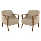 Kit 2 Poltronas Decorativas para Sala de Estar Capitonê Lapa M22 PU Bege - Mpozenato