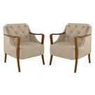 Kit 2 Poltronas Decorativas para Sala de Estar Capitonê Lapa M22 PU Bege - Mpozenato