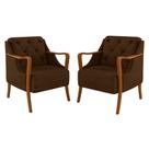 Kit 2 Poltronas Decorativas para Sala de Estar Capitonê Lapa M22 Veludo Marrom - Mpozenato
