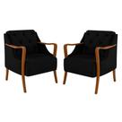 Kit 2 Poltronas Decorativas para Sala de Estar Capitonê Lapa M22 Veludo Preto - Mpozenato