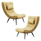 Kit 2 Poltronas Decorativas Para Sala de Estar com Almofada e Pés Palito Lord Facto Dourado - Ibiza Kit 2 Poltronas Decorativas Para Sala de Estar com Almofada e Pés Palito Lord Facto Dourado - Ibiza