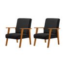 Kit 2 Poltronas Decorativas para Sala de Estar Juliana Veludo Preto Base Madeira Maciça