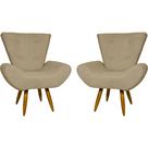 Kit 2 poltronas decorativas para sala emilia suede nude pé castanho