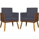 Kit 2 Poltronas Decorativas Para Sala Quarto Recepção Escritório Confortável Luxo Lis Tecido Sintético e Linho