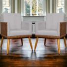 Kit 2 Poltronas Decorativas Para Sala Quarto Recepção Escritório Confortável Luxo Lis Tecido Sintético e Linho