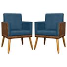 Kit 2 Poltronas Decorativas Para Sala Quarto Recepção Escritório Confortável Luxo Lis Tecido Sintético e Suede