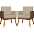 Kit 2 Poltronas Decorativas Para Sala Quarto Recepção Escritório Confortável Luxo Lis Tecido Sintético e Suede