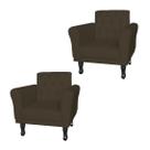 Kit 2 Poltronas Decorativas Pés Luis VX Para Clínica Classic Suede Marrom - LM DECOR Kit 2 Poltronas Decorativas Pés Luis VX Para Clínica Classic Suede Marrom - LM DECOR