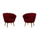 Kit 2 Poltronas Decorativas Pétala Sala de Estar Tecido Veludo Marsala Kimi Decor